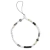 Bijou de téléphone perles doré blanc noir L17cm