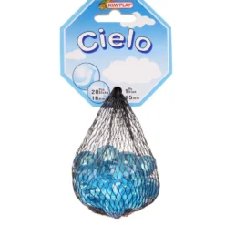 Bille en verre x20 + 1 boulard bleu Cielo