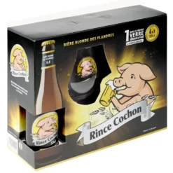 Bière blonde Rince Cochon 8,5% 3x33cl avec 1 verre sérigraphié et 4 sous-verres