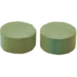 Bloc mousse florale Ø8xH4cm vert x2
