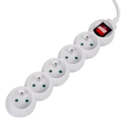 Bloc multiprise blanc interrupteur 5 prises