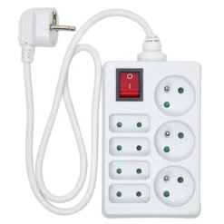 Bloc multiprise blanc interrupteur 7 prises