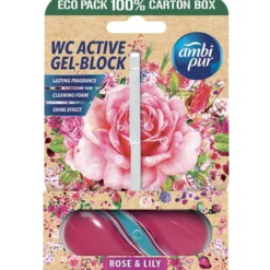 Bloc WC gel actif Ambi Pur parfum Rose et Lys
