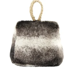 Bloque porte fausse fourrure avec lanière corde - 2 coloris