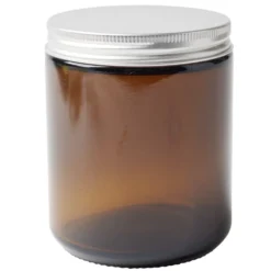 Bocal alimentaire verre fumé couvercle étain 250ml Ø7xH9cm