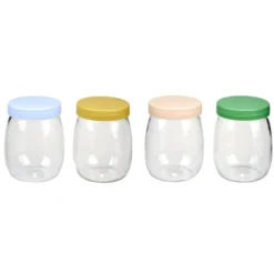 Bocal alimentaire x4 verre couvercle plastique 700ml