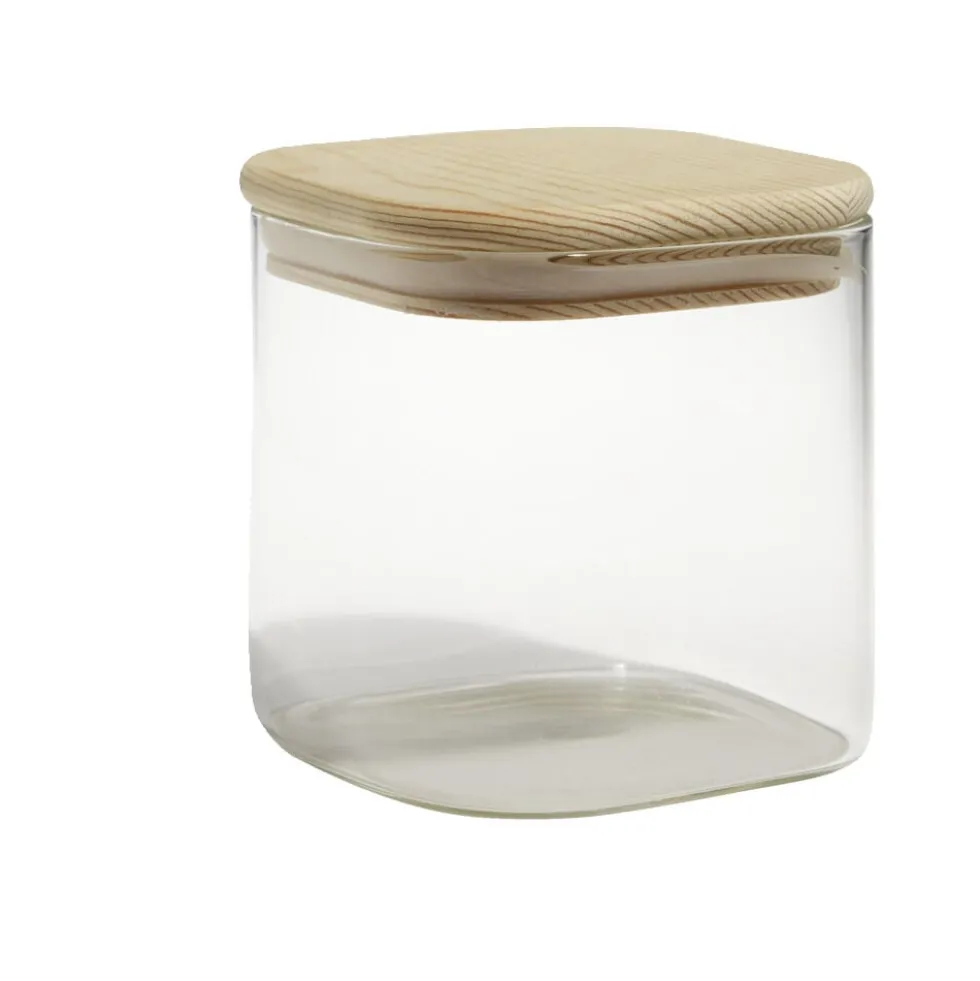 Bocal de conservation 65 cl en verre avec couvercle en bois