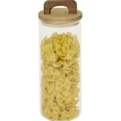 Bocal de conservation 1,1L en verre avec couvercle en bois Ø9,5xH20cm
