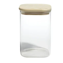 Bocal de conservation 1,1 L en verre avec couvercle en bois