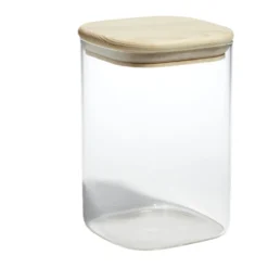 Bocal de conservation 1,1 L en verre avec couvercle en bois