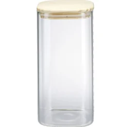 Bocal de conservation 1,6L en verre avec couvercle en bois