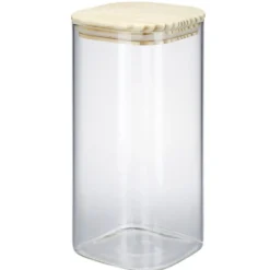 Bocal de conservation 1,6L en verre avec couvercle en bois