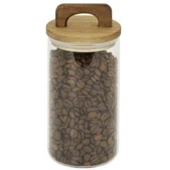 Bocal de conservation 800ml en verre avec couvercle en bois Ø9,5xH14cm