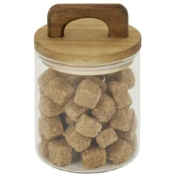 Bocal de conservation 500ml en verre avec couvercle en bois Ø9,5xH10cm