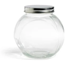 Bocal en verre 1.5L transparent couvercle métal 16x11,5xH16cm