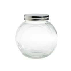 Bocal en verre 1.5L transparent couvercle métal 16x11,5xH16cm