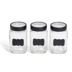 Bocal en verre x3 avec étiquettes