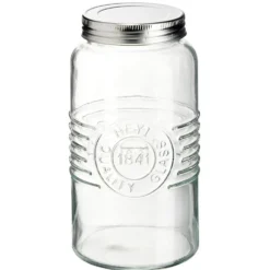 Bocal hermétique rond transparent avec couvercle en métal H17 cm