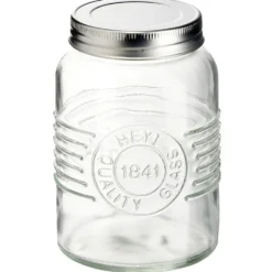 Bocal hermétique rond transparent avec couvercle en métal H13 cm