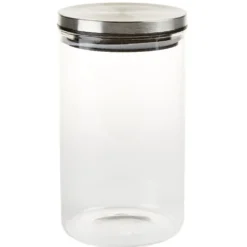 Bocal hermétique verre transparent couvercle métal silicone