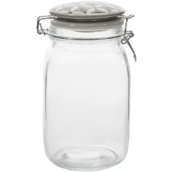 Bocal transparent avec couvercle design carreau de ciment 1,5 L