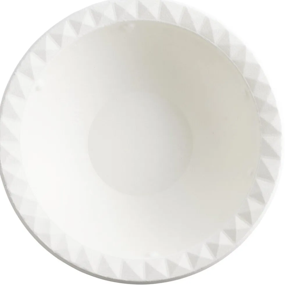 Bol carton x8 canne à sucre bagasse contour façon diamant blanc Ø17cm