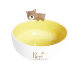 Bol ours dolomite blanc et jaune Ø14,5cm