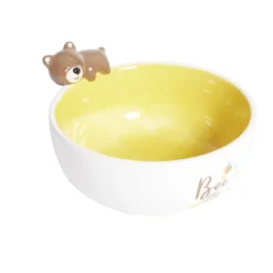 Bol ours dolomite blanc et jaune Ø14,5cm