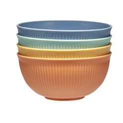 Bol plastique x4 coloré Ø15xH7cm