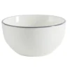 Bol porcelaine blanc liseré gris Ø15xH7cm