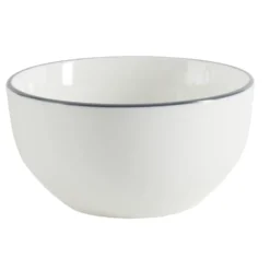 Bol porcelaine blanc liseré gris Ø15xH7cm