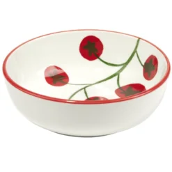 Bol porcelaine blanc motif grappe de tomate Ø12xH10cm