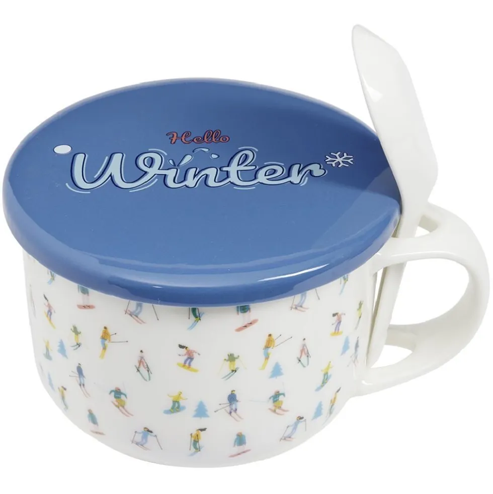 Bol soupe jumbo 62cl et cuillère porcelaine fun