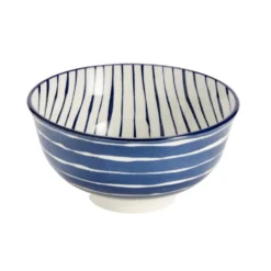 Bol x3 motif floral blanc et bleu Ø11,5xH5,7cm