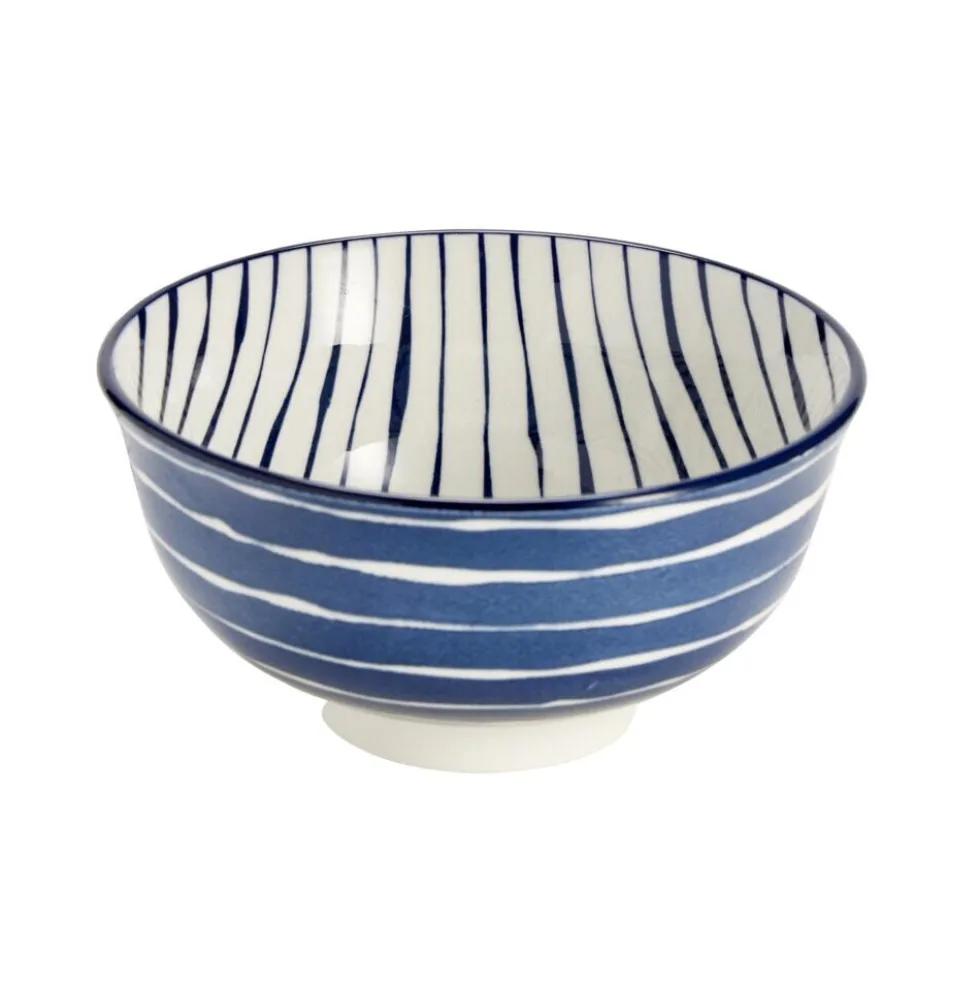 Bol x3 motif floral blanc et bleu Ø11,5xH5,7cm