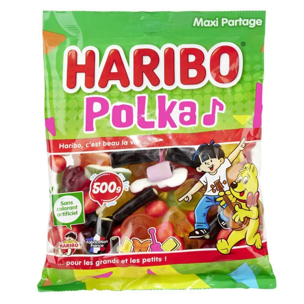 Bonbon Haribo Polka vert sachet 500g