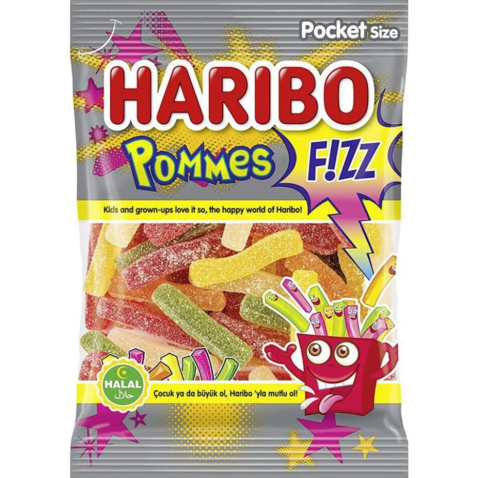 Bonbon Haribo pommes fizz halal sachet 100g