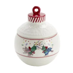 Bonbonnière boule de Noël Disney Stitch céramique blanc et rouge Ø15,5xH19cm