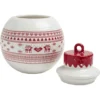 Bonbonnière en céramique décor Noël rouge blanc (2 modèles)