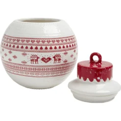Bonbonnière en céramique décor Noël rouge blanc (2 modèles)