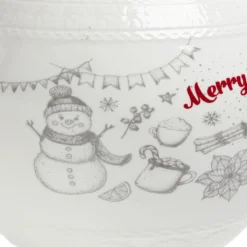 Bonbonnière en céramique décor Noël rouge blanc (2 modèles)