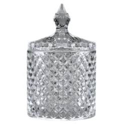 Bonbonnière en verre avec couvercle design forme diamant Ø7xH11cm