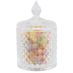 Bonbonnière en verre avec couvercle design forme diamant Ø7xH11cm