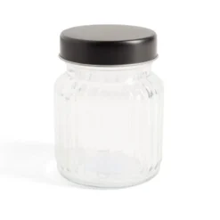 Bonbonnière en verre 300ml couvercle métal noir
