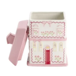 Bonbonnière forme maison dolomite rose 15x15xH24cm