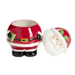 Bonbonnière Père Noël céramique rouge et blanc 16x15xH22cm