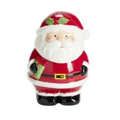 Bonbonnière Père Noël céramique rouge et blanc 16x15xH22cm