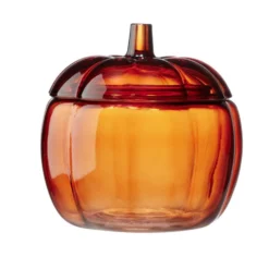 Bonbonnière verre forme citrouille Ø18xH18cm (2 modèles vert ou orange)