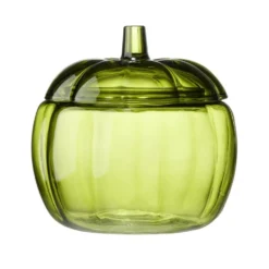 Bonbonnière verre forme citrouille Ø18xH18cm (2 modèles vert ou orange)