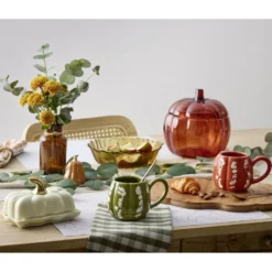 Bonbonnière verre forme citrouille Ø18xH18cm (2 modèles vert ou orange)